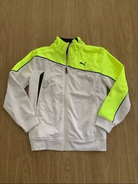 Puma Kids Neon Yellow & White Zip Front Track Jacket